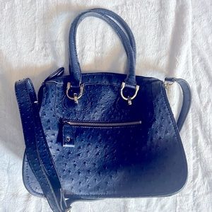 London Fog Blue Faux Ostrich Handbag